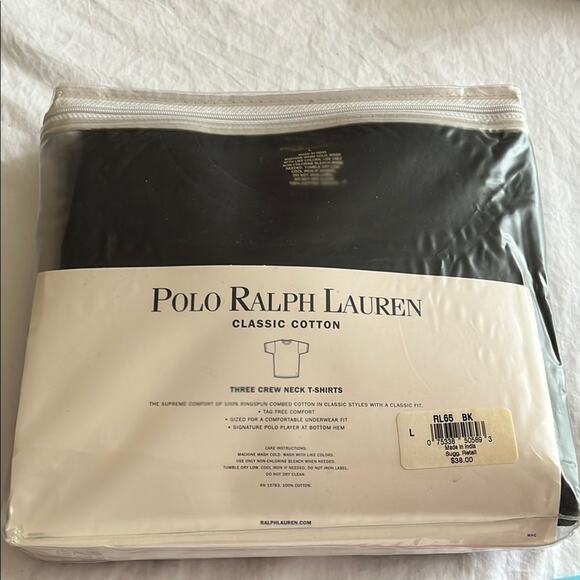 VTG NWT Polo Ralph Lauren Shirts 3pc Black Crew Neck Size L - Picture 2 of 4